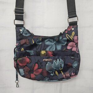 ETA Crossbody Travel Bag Blue Floral Tropical Gorpcore Beach Pockets